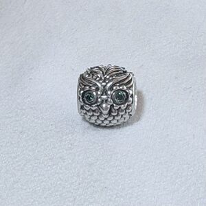 Authentic Pandora Wise Owl Charm with Emerald Green Zirconia 791211CZN Retired